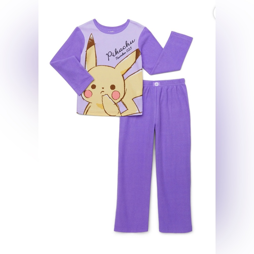 Pokemon Girls Long Sleeve Top and Pants Pajama Set, 2-Piece, Sizes 4-12